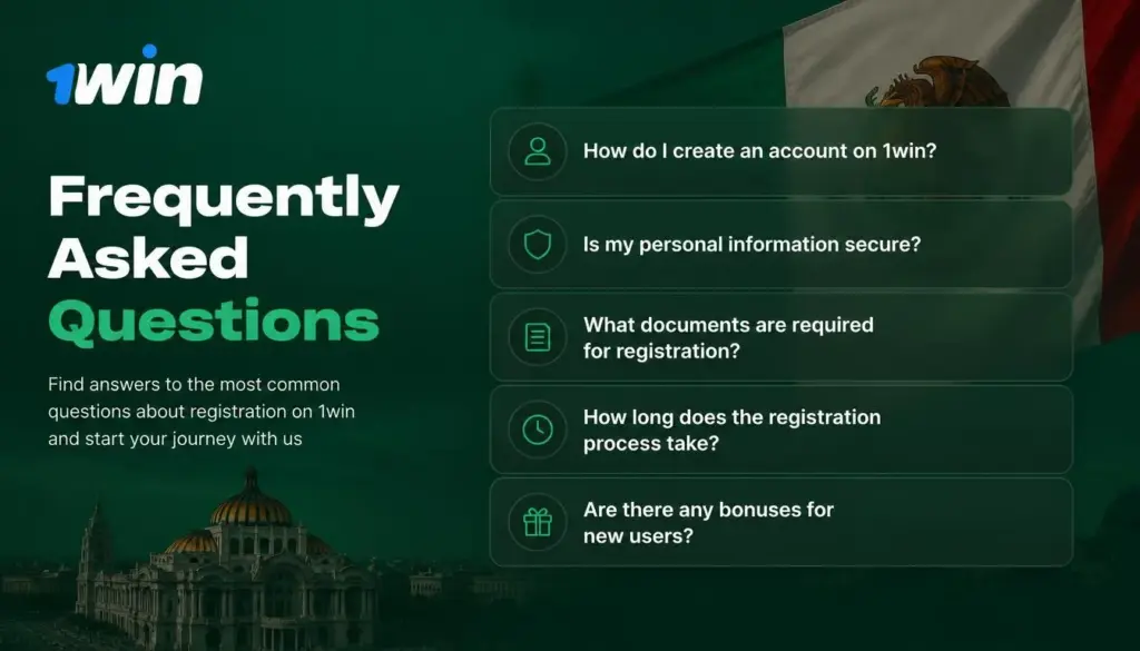Ilustración de registro en 1win para México: faq