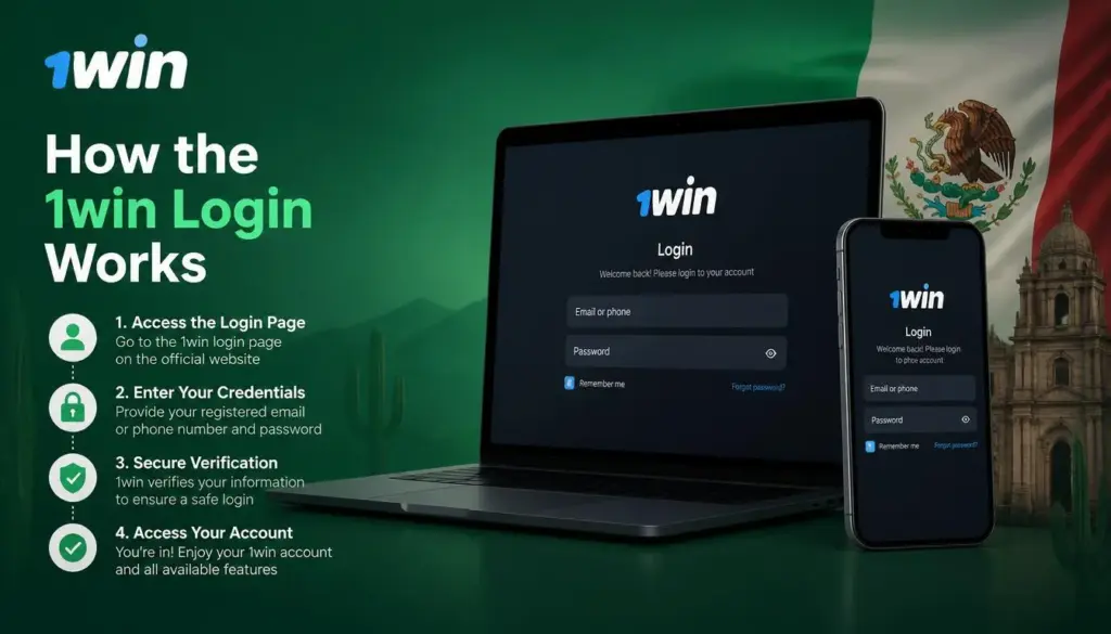 Ilustración de acceso a la cuenta 1win para México: main information